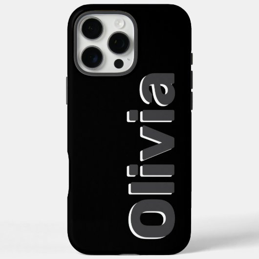モダンでシンプルな太字の黒とグレーの名前 Case-Mate iPhoneケース (裏面)