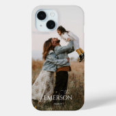 モダンでシンプルな家族の名前入りフル写真 Case-Mate iPhoneケース (裏面)