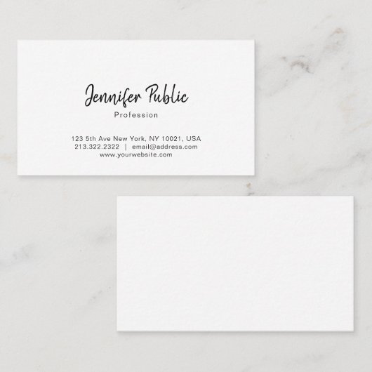 モダンでシンプルな専門のエレガントで白いテンプレート 名刺 (正面/裏面)