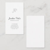 モダンでシンプルな専門のエレガントで白いモノグラム 名刺 (正面/裏面)