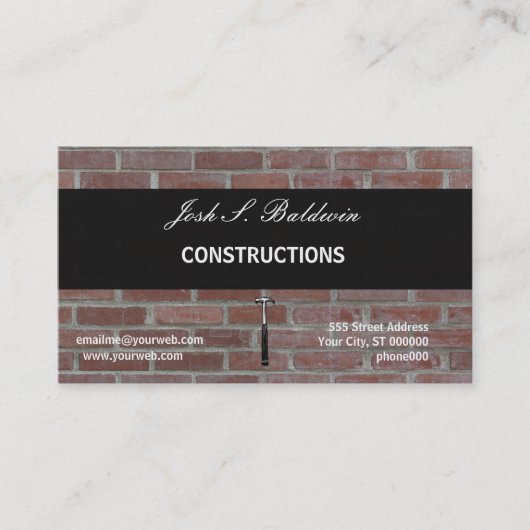 モダンでシンプルな建築者のレンガ壁の建築 名刺 (正面)