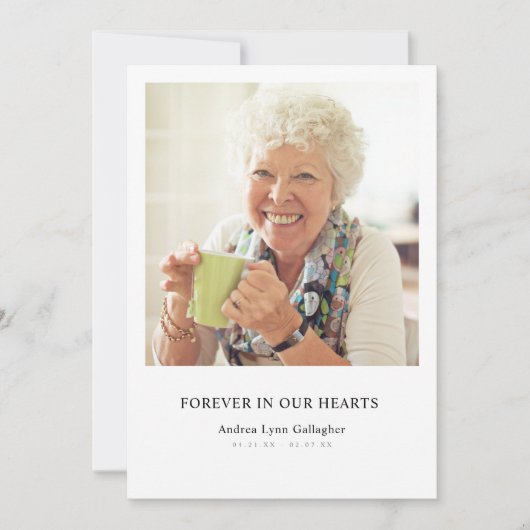 モダンでシンプルな悔やみや弔慰の葬式のサンキューカード 招待状 (正面)