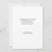 モダンでシンプルな悔やみや弔慰の葬式のサンキューカード 招待状 (裏面)