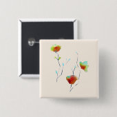 モダンでシンプルな抽象的な花のアートデザイン 缶バッジ (正面&裏面)