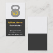 モダンでシンプルな灰色のKettlebellのフィットネスのトレーナー 名刺 (正面/裏面)