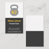 モダンでシンプルな灰色のKettlebellのフィットネスのトレーナー 名刺 (正面/裏面)