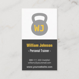 モダンでシンプルな灰色のKettlebellのフィットネスのトレーナー 名刺