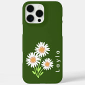 モダンでシンプルな白い花柄のスタイリッシュな緑 Case-Mate iPhoneケース (裏面)