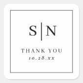 モダンでシンプルな白と黒の結婚式 スクエアシール (正面)