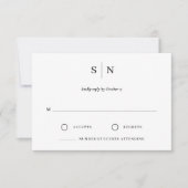 モダンでシンプルな白と黒の結婚式 出欠カード (正面)
