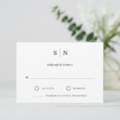 モダンでシンプルな白と黒の結婚式 出欠カード (スタンド正面)