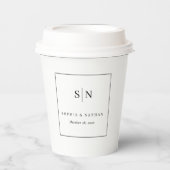 モダンでシンプルな白と黒の結婚式 紙コップ (正面)