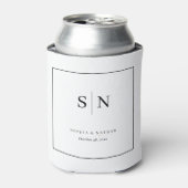 モダンでシンプルな白と黒の結婚式 缶クーラー (缶正面)