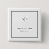 モダンでシンプルな白と黒の結婚式 缶バッジ (正面)