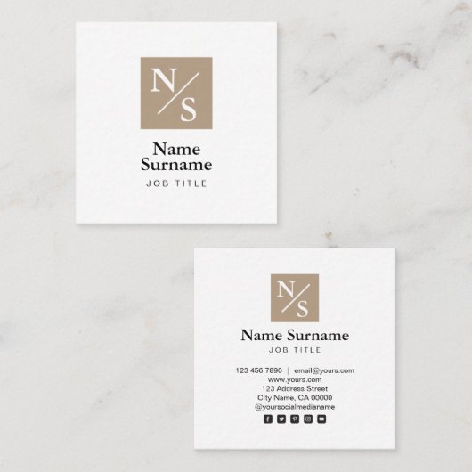 モダンでシンプルな社会的な暗灰色の正方形の名刺 スクエア名刺 (正面/裏面)