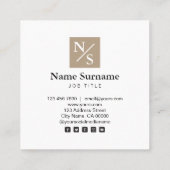 モダンでシンプルな社会的な暗灰色の正方形の名刺 スクエア名刺 (裏面)