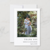 モダンでシンプルな結婚式の写真入りサンクスカード 招待状 (正面)