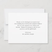 モダンでシンプルな結婚式の写真 サンキューカード (裏面)