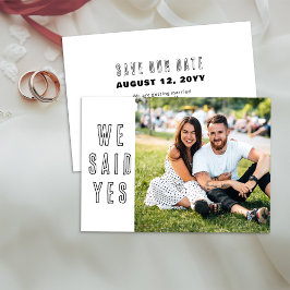 モダンでシンプルな結婚式の承諾写真 セーブザデート