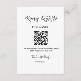 モダンでシンプルな結婚式のQRコードスキャンによるRSVP エンクロージャーカード