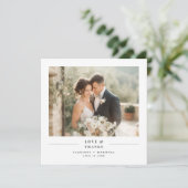 モダンでシンプルな結婚式フォトスクエア サンキューカード (スタンド正面)