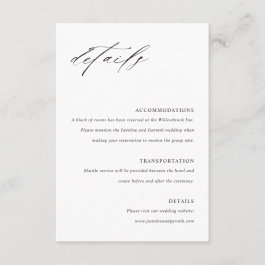 モダンでシンプルな結婚式同封カード(詳細) エンクロージャーカード (正面)