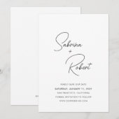 モダンでシンプルな結婚式 セーブザデート (正面/裏面)