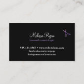 モダンでシンプルな美容師の美容師の黒のピンク 名刺 (裏面)