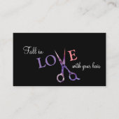 モダンでシンプルな美容師の美容師の黒のピンク 名刺 (正面)