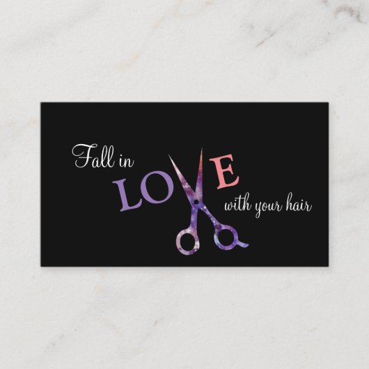 モダンでシンプルな美容師の美容師の黒のピンク 名刺 (正面)