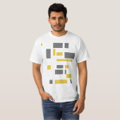 モダンでシンプルな黄色とグレーの幾何学模様 Tシャツ (正面フル)
