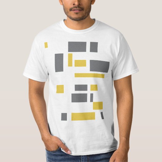 モダンでシンプルな黄色とグレーの幾何学模様 Tシャツ (正面)
