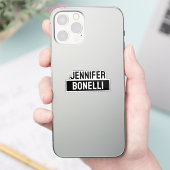 モダンでシンプルな黒と白の洗練された名札 シール (スマートフォン)