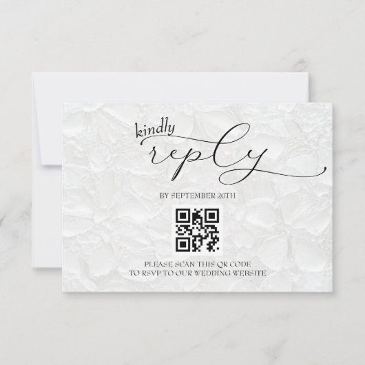 モダンでシンプルな黒と白の結婚式QRコード 出欠カード (正面)