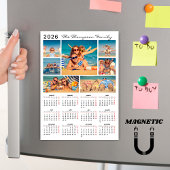 モダンでシンプルな2026年カレンダー写真コラージュマグネット