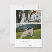 モダンでシンプルな4枚の写真の結婚式サンクスカード サンキューカード (正面)
