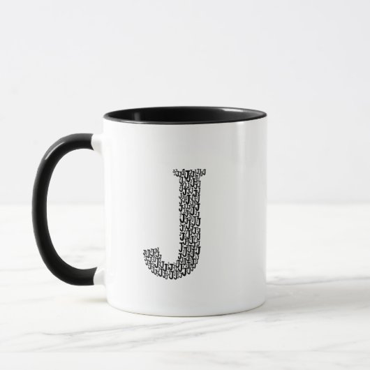 モダンでシンプルな「J」イニシャルマグ マグカップ (左)