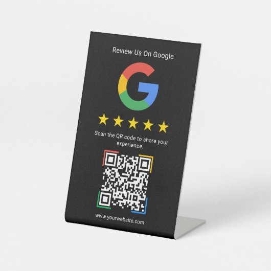 モダンでシンプルなGoogleレビューQRコードビジネス 台座サイン (正面)