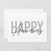 モダンでシンプル、かっこいいタイポグラフィー ハッピーの結婚記念日 ポストカード (正面/裏面)