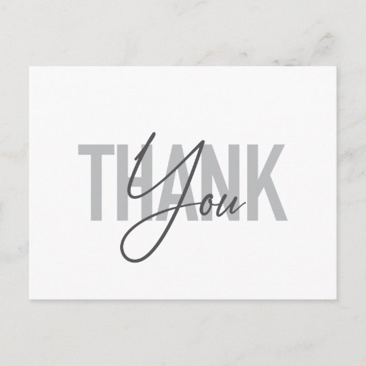 モダンでシンプル、かっこいい「ありがとう」のタイポグラフィ ポストカード (正面)