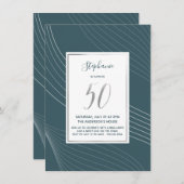 モダンでシンプル、そしてエレガントな50歳の誕生日パーティー 招待状 (正面/裏面)