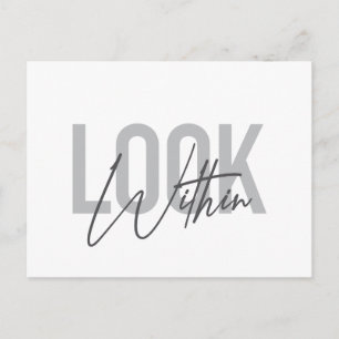 モダンでシンプル、クールな都会的なタイポグラフィ「Look Within」 ポストカード