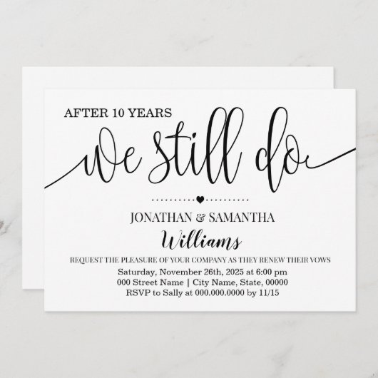 モダンでシンプル 私たちはまだ結婚記念日を祝う 招待状 (正面/裏面)