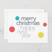 モダンでシンプル、鮮やかで楽しい「メリークリスマス」 シーズンポストカード (正面/裏面)
