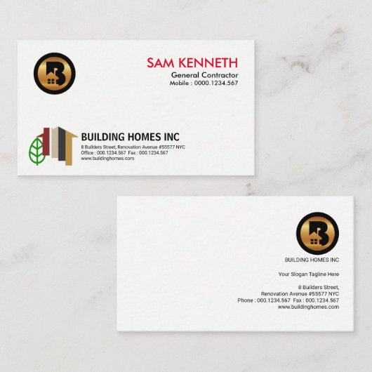 モダンでスタイリッシュで抽象的な住宅建築業者の建築 名刺 (正面/裏面)