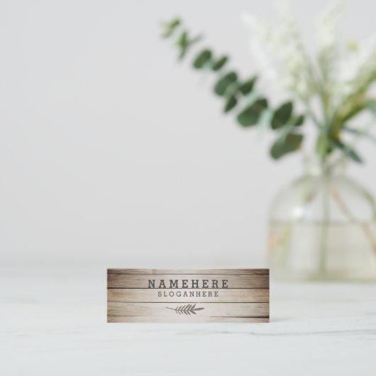 モダンでスタイリッシュで暗いコーヒー木製の小型名刺 スキニー名刺 (スタンド正面)