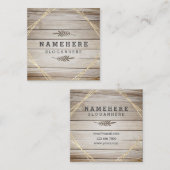モダンでスタイリッシュで暗い木製の正方形の名刺 スクエア名刺 (正面/裏面)