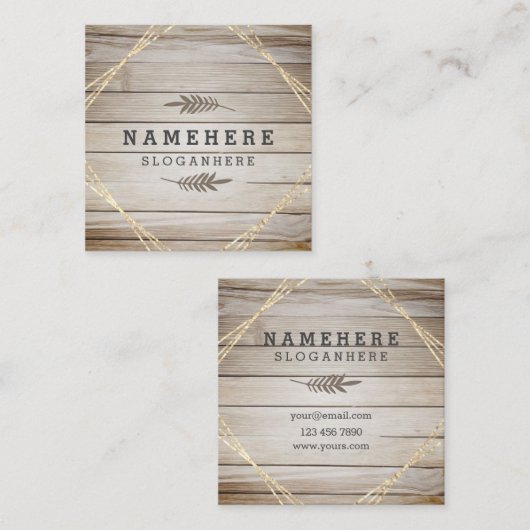 モダンでスタイリッシュで暗い木製の正方形の名刺 スクエア名刺 (正面/裏面)