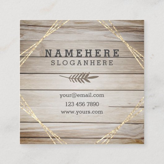 モダンでスタイリッシュで暗い木製の正方形の名刺 スクエア名刺 (裏面)