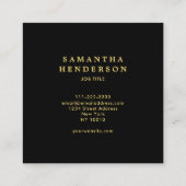 モダンでスタイリッシュで黒い金ゴールドのプロフェッショナルのモノグラム スクエア名刺 (裏面)